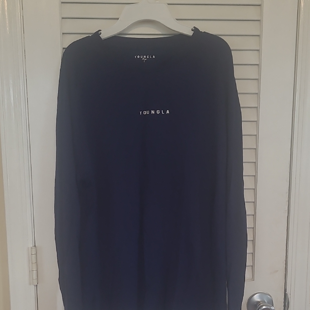 YoungLA Navy Long Sleeve Shirt with Center Logo